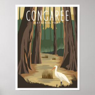 Poster Parque Nacional Congaree Ilustração Carolina do Su