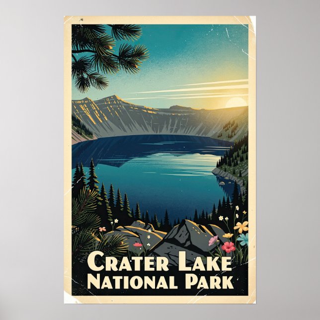 Poster Parque Nacional Crater Lake Retro (Frente)