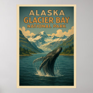 Poster Parque Nacional da Baía de Glacier do Alaska V02