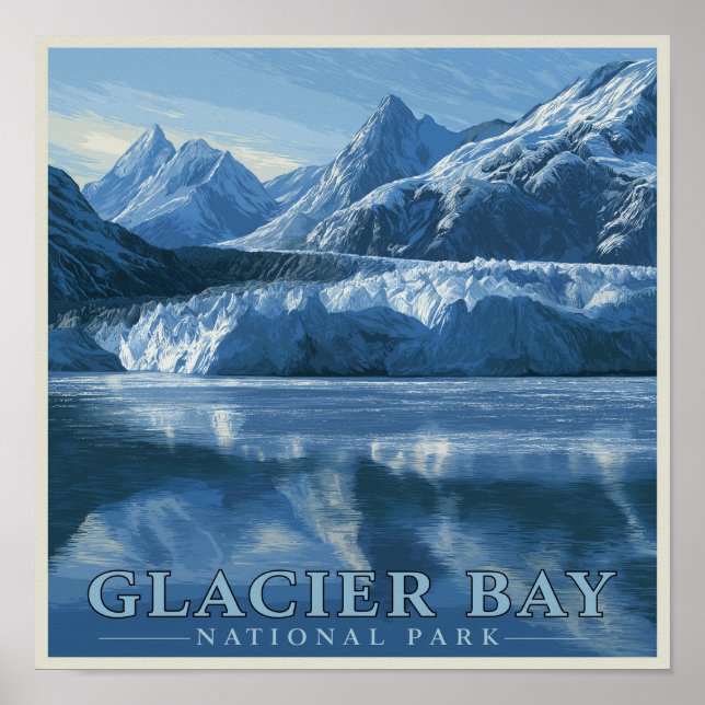 Poster Parque Nacional da Baía dos Glaciares no Alasca (Frente)