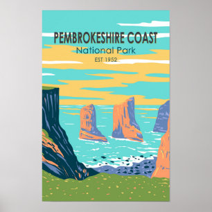 Poster Parque Nacional da Costa de Pembrokeshire País de 
