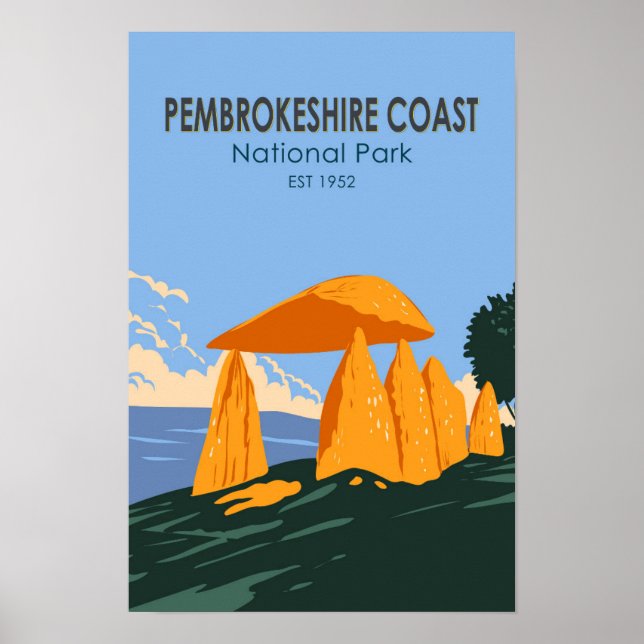 Poster Parque Nacional da Costa de Pembrokeshire Pentre I (Frente)