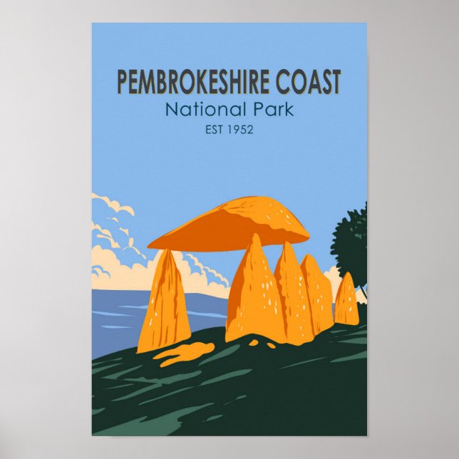 Poster Parque Nacional da Costa do Pembrokeshire Pentre I (Frente)