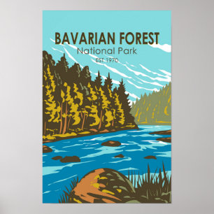 Poster Parque Nacional da Floresta Bávara Alemanha Vintag