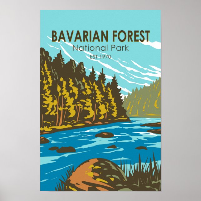 Poster Parque Nacional da Floresta Bavariana Alemanha Vin (Frente)