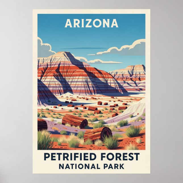 Poster Parque Nacional da Floresta Petrificada da arizona (Frente)