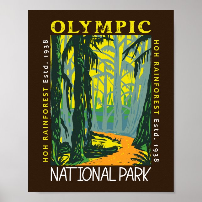 Poster Parque Nacional da olimpiadas Hoh RainForest aflit (Frente)