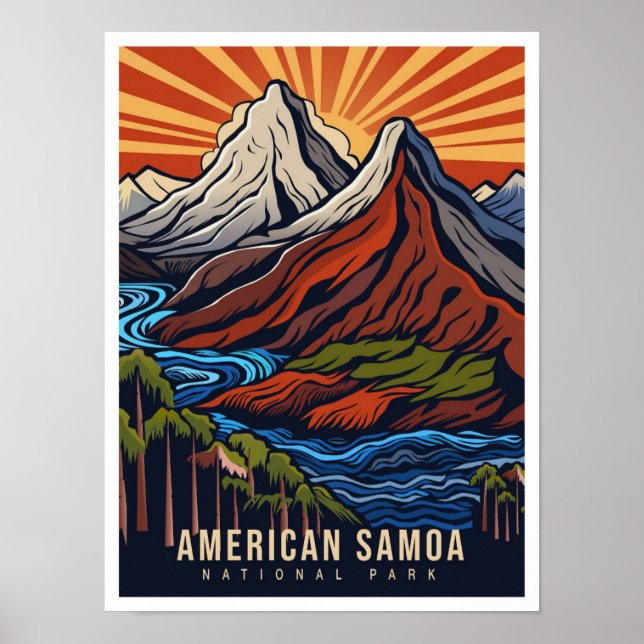 Poster Parque Nacional da Samoa Americana Viagem EUA (Frente)