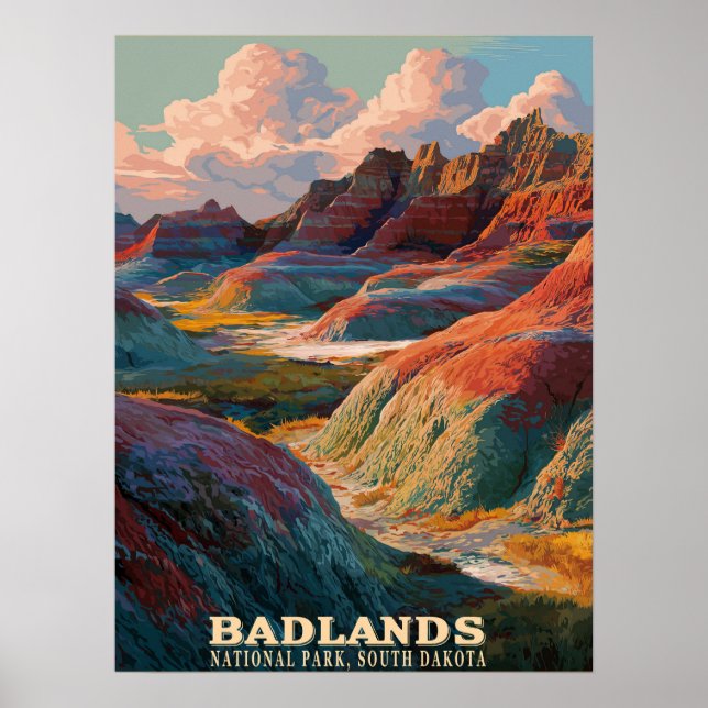 Poster Parque Nacional das Badlands - Paisagem Ocidental  (Frente)