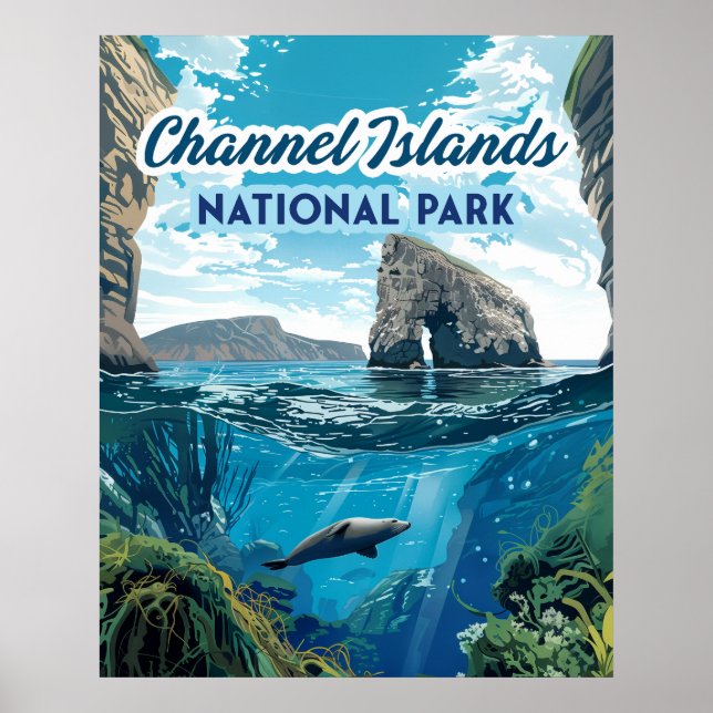 Poster Parque Nacional das Ilhas do Canal Oceano Califórn (Frente)