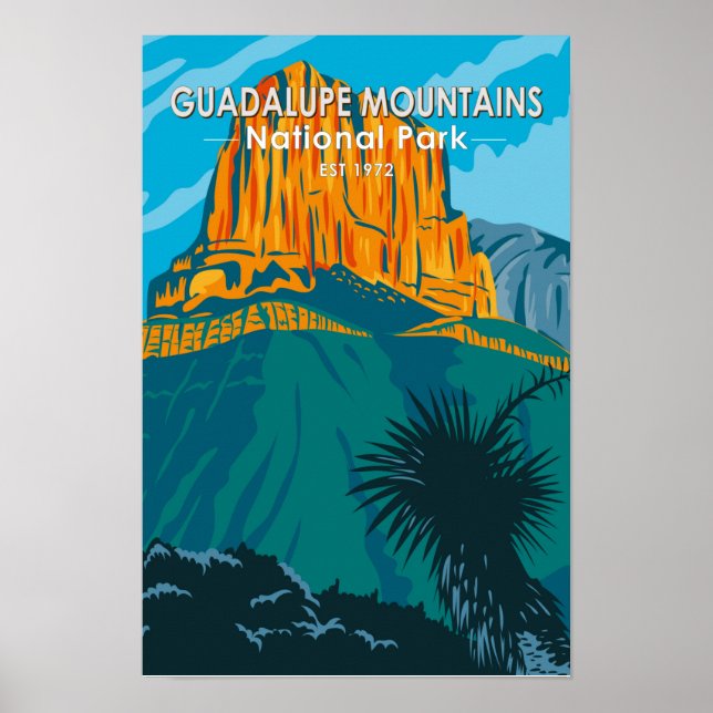 Poster Parque Nacional das Montanhas Guadalupe Texas Vint (Frente)