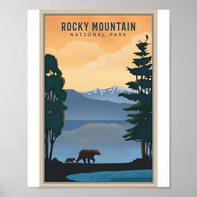 Poster Parque Nacional das Montanhas Rochosas Litho Traba (Frente)