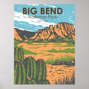 Poster Parque Nacional de Big Bend no deserto de Chihuahu