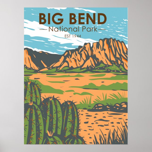 Poster Parque Nacional de Big Bend no deserto de Chihuahu (Frente)