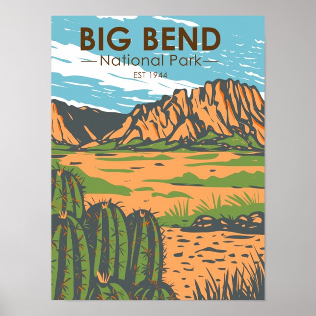 Poster Parque Nacional de Big Bend no deserto de Chihuahu (Frente)