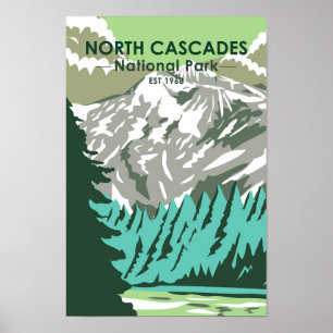 Poster Parque Nacional de Cascades do Norte - Retro de Mo