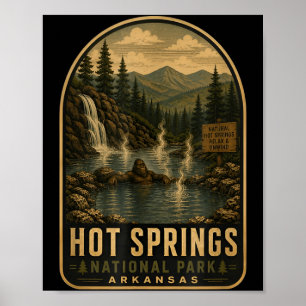 Poster Parque nacional de fontes termais bigfoot vintage