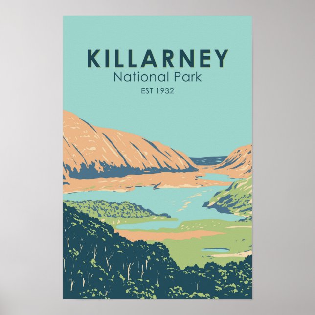 Poster Parque Nacional de Killarney Irlanda Viagem Arte V (Frente)