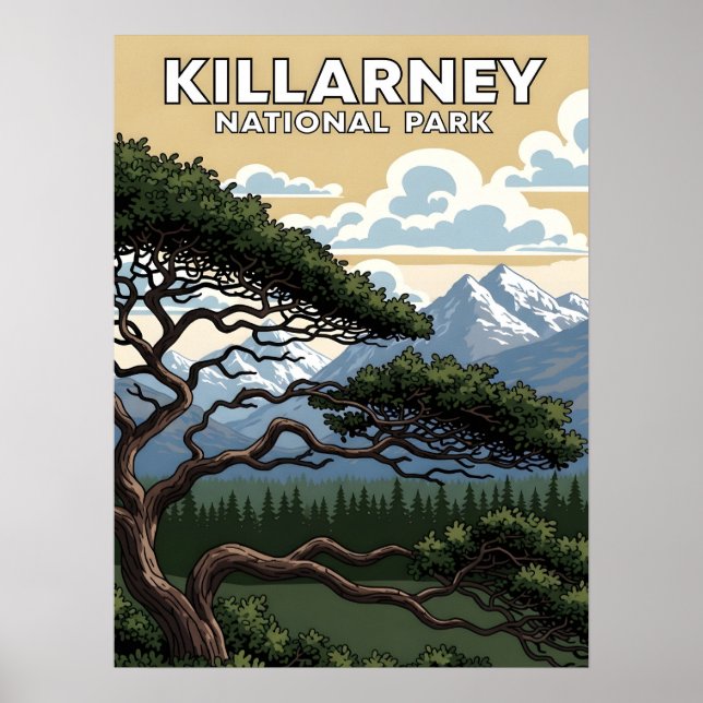 Poster Parque nacional de Killarney viagem vintage (Frente)