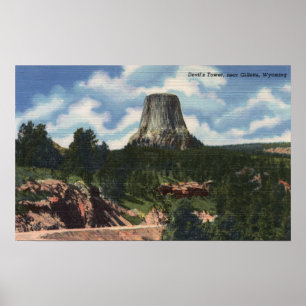 Poster Parque nacional de Teton, WY - a torre do diabo