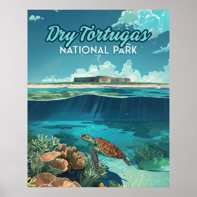 Poster Parque Nacional de Tortugas Seco, Flórida (Frente)
