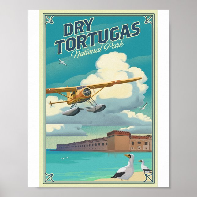 Poster Parque Nacional de Tortugas Seco Litho Trabalho de (Frente)