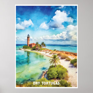 Poster Parque Nacional de Tortugas Seco Pintor de Aquarel