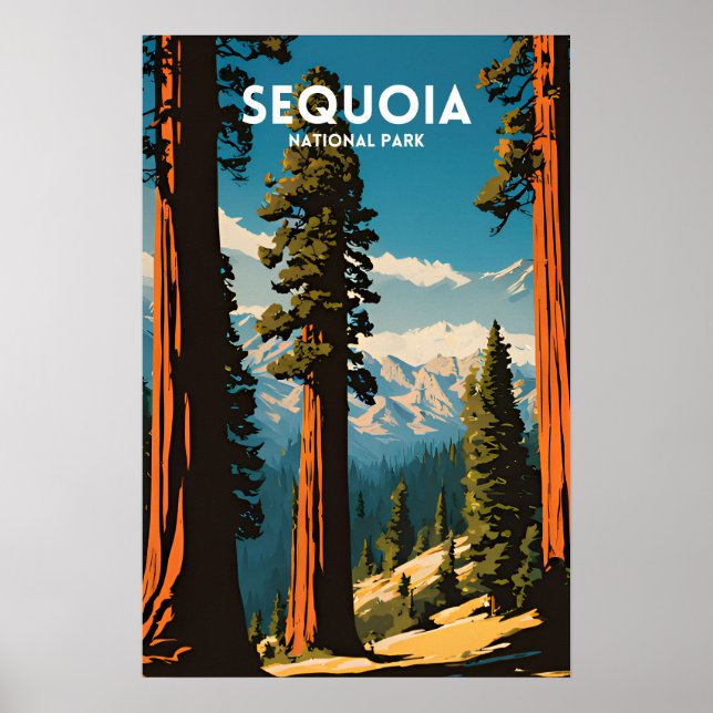 Poster Parque Nacional de viagem Sequoia (Frente)