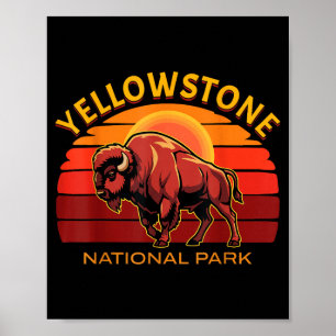 Poster Parque Nacional de Yellowstone Búfalo Bisonte Pôr