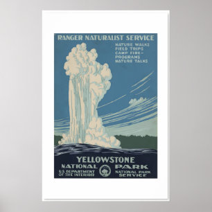 Poster Parque Nacional de Yellowstone dos anos 1930 Estil