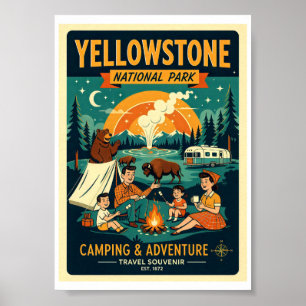 Poster Parque Nacional de Yellowstone Retro anos 1950