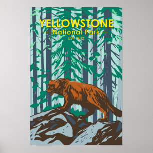 Poster Parque Nacional de Yellowstone Wolverine Vintage
