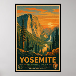 Poster Parque Nacional de Yosemite Antigo