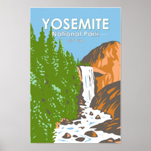 Poster Parque Nacional de Yosemite, Califórnia, queda