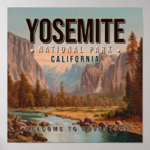 Poster Parque Nacional de Yosemite, California Vintage, 1