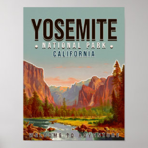 Poster Parque Nacional de Yosemite, California Vintage, 1