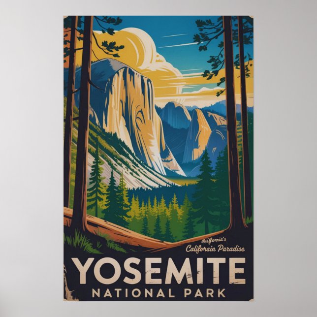 Poster Parque Nacional de Yosemite Vintage (Frente)