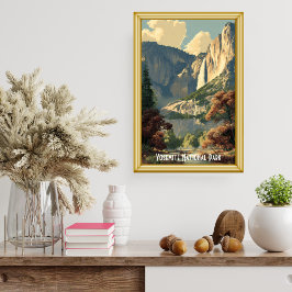 Poster Parque Nacional de Yosemite Vintage Rio Trilha Ret