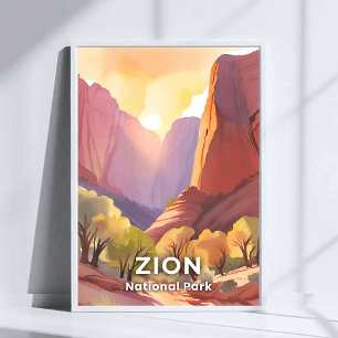 Poster Parque Nacional de Zion   Aquarela de Viagem