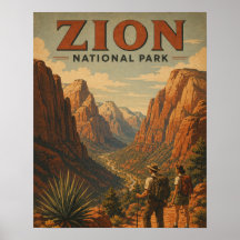 Parque Nacional de Zion Estilo Vintage WPA Canyon 