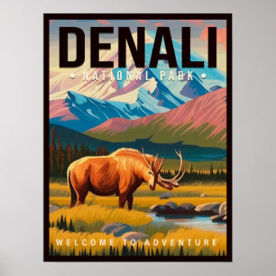 Poster Parque Nacional Denali Alaska - Paisagem de Montan