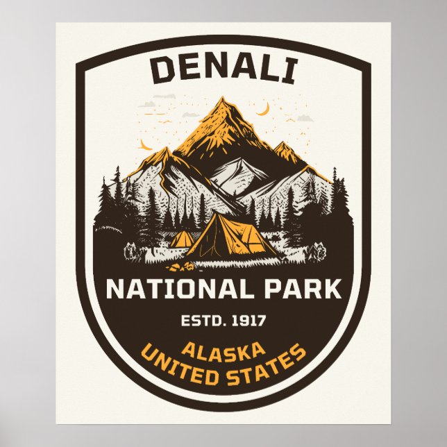 Poster Parque Nacional Denali Externato e Natureza (Frente)