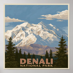 Poster Parque Nacional Denali Majestosa Montanha no Alasc
