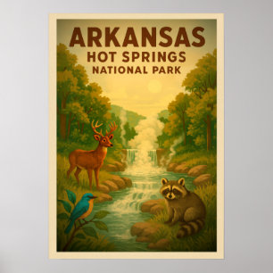 Poster Parque Nacional do Arkansas Hot primavera V01