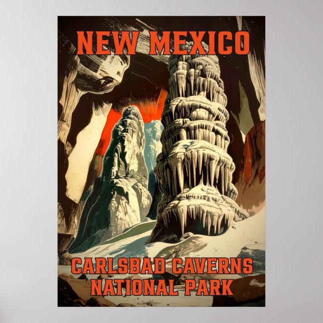 Poster Parque Nacional do Carlsbad Caverns do Novo México (Frente)