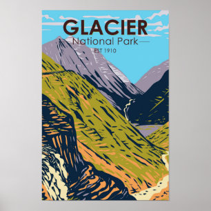Poster Parque Nacional do Glacier indo para a estrada do