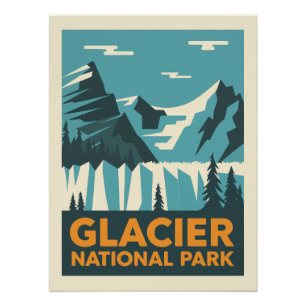 Póster Parque Nacional do Glacier Vintage