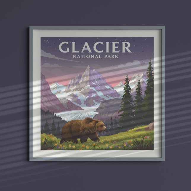 Poster Parque Nacional do Glacier Vintage (Criador carregado)