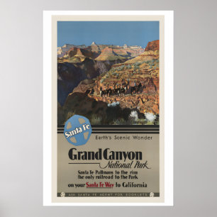 Poster Parque Nacional do Grand Canyon Santa Fe Viagem Vi