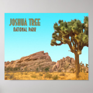 Poster Parque Nacional do Joshua Tree, Califórnia Vintage